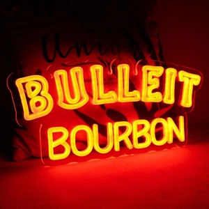 Bourbon Whiskey Neon Sign for Bar Pub man Cave or Party,Bright Led Light Suit... - Picture 1 of 6
