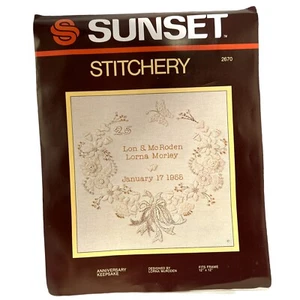 Sunset Designs Stitchery #2670 Anniversary/Wedding Keepsake 12" X 12" New - Foto 1 di 5