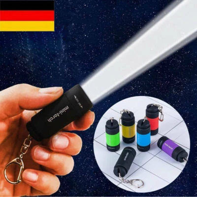 MARKENLOS DE Tragbare USB Taschenlampe Schlüsselanhänger Tasche wasserdichte Lampe draußen