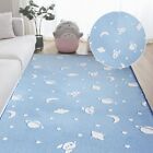 Non slip Glow in the Dark Rug for Kids' Bedroom Moon and Stars Pattern