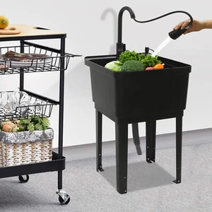 Durable Laundry Sink with Pull-Out Faucet and Spacious Design - Picture 1 of 17