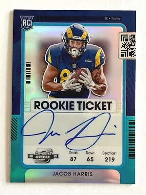 Jacob Harris 2021 Panini Contenders Optic Rookie Ticket Blue #’d /99 #138 - Image 1 of 2