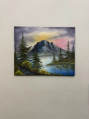 Bob Ross style original landscape oil painting “Mountain Path” 16x20 In - Image 1 of 4