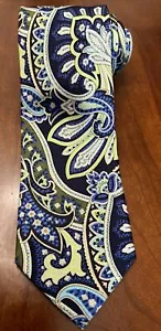 COUNTESS MARA Handmade Silk Tie Men's Blue Green Paisley Necktie - Picture 1 of 5