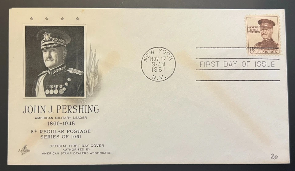 JOHN J PERSHING #1042A NOV 17 1961 NEW YORK NY FIRST DAY COVER (FDC) BX4 - Image 1 of 1