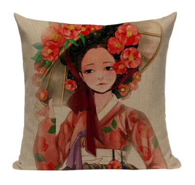 Funda Almohada Cojín Geisha Japonesa JP10 Pintura Japonesa Oriental Japón Mujer Foto 1 de 4