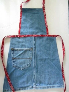 RECYCLED DENIM Child's Apron, new, 22" long, handcrafted - Picture 1 of 1