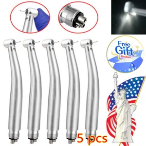 5PCS Manipolo Dentale Alta Velocità Generatore Elettrico LED Fibra Ottica 3 Vie 4 Fori - Foto 1 di 16