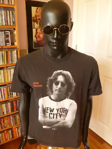 VINTAGE 1990'S JOHN LENNON NEW YORK CITY/IMAGINE T-SHIRT Black L Single-Stitch - Picture 1 of 4