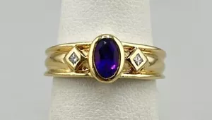 14 Karat 4,39 g Gelbgold Amethyst & Diamant Bandring Größe 5 wunderschön!!! - Bild 1 von 6