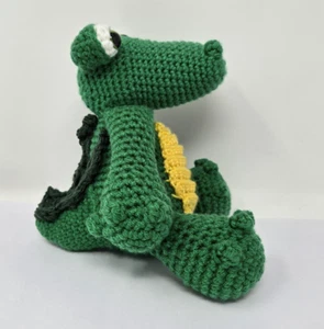 Alligator Plush Stuffed Animal Handmade Crochet -Gator w Posable Legs & Big Eyes - Picture 1 of 15