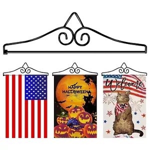 Wrought Iron Garden Flag Holder - Easy to Assemble Banner Hanger with Rust Re... - Picture 1 of 7