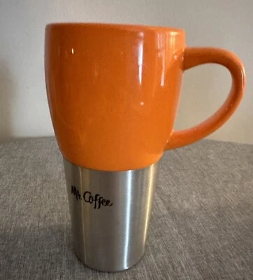 Raro ~ Taza de viaje Mr. Coffee naranja cerámica y acero inoxidable ~ (sin tapa). Foto 1 de 4