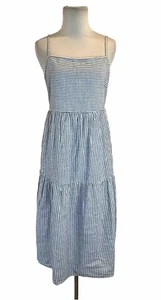 Vero Moda Midikleid Damen Gr. L ärmellos Baumwolle blau weiß gestreift Neu mit Etikett - Bild 1 von 8