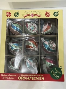 9 LARGE Shiny Brite Christmas Ornaments Radko Tulip Reflector Indents Dillards - Picture 1 of 7