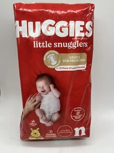 Huggies Newborn Diapers Little Snugglers Baby Diapers Size Newborn Up To 10lb - Picture 1 of 3