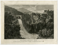 Antique Master Print-LANDSCAPE-WATERFALL-TIVOLI-ROME-Cottafavi-ca. 1837