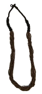 Deep Gold/Black Glass Beaded 7 Strand Necklace 26” Vintage Boho - Picture 1 of 5