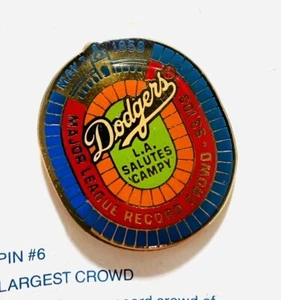 Dodgers vs. Yankees 1959 Unocal 76 Pin #6 Largest Crowd NEW Collectible - Picture 1 of 4