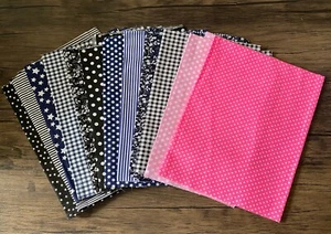 Bundle 12pcsX floral dot stripe star check pattern cotton fabric each 45cm X45cm - Picture 1 of 4