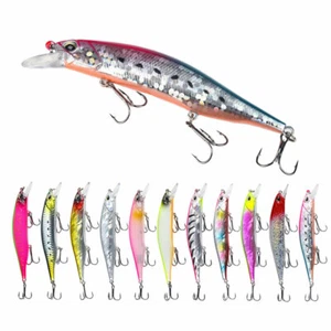 11pcs/set Large Minnow Fishing Lures 12cm/15g Three Hooks Bait Bass Tackle - Picture 1 of 12