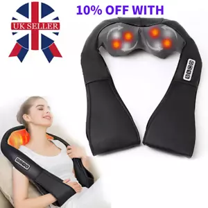 Electric Shiatsu Neck Shoulder Back Massager with Heat Kneading Home Xmas gifts - Picture 1 of 13