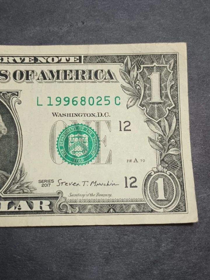 2017 $1 L SAN FRANCISCO BEP L-C BLOCK BIRTHDAY NOTE AUGUST 25 1996 (L19990825C) - Image 1 of 4