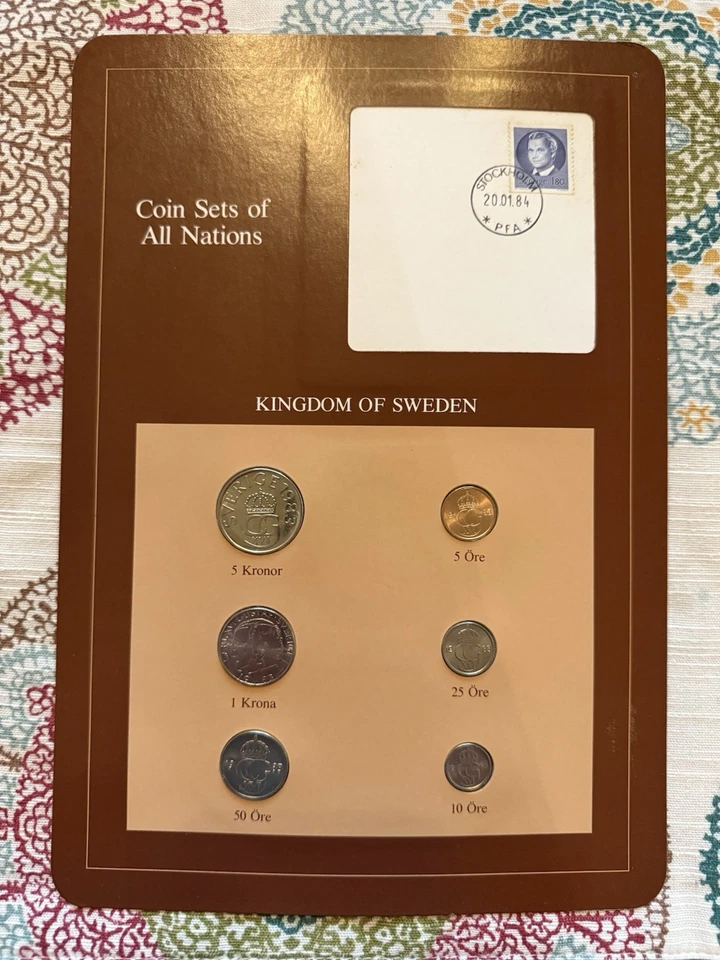 Franklin Mint Coin Sets of All Nations Kingdom of Sweden 6 Coins 1 Stamp 1983 - Image 1 of 2