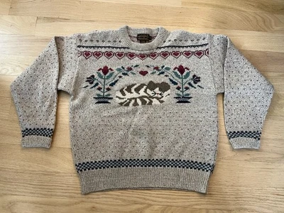 Suéter de colección 1990 Eddie Bauer Cat para mujer corazones grandes lana floral Foto 1 de 4