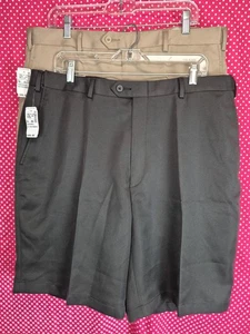 NWT 2 Pair Men's Jos. A Bank Black Tan Leadbetter Golf Shorts Sz 38 W38" L9" - Picture 1 of 9