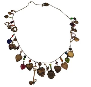 Vintage Anne Koplik 27 Glass Charm in Multi Colors Necklace - Picture 1 of 7