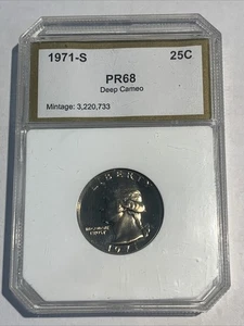 * 1971-S USA QUARTER DOLLAR SLABBED PROOF. Light Amberish Patina Reverse - Picture 1 of 2