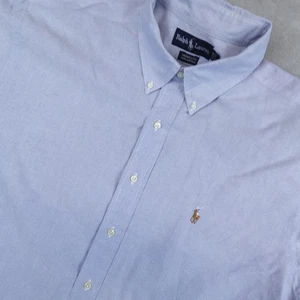Polo Ralph Lauren Shirt Mens 17.5/35 Oxford Long Sleeve Button Down Blue - Picture 1 of 7