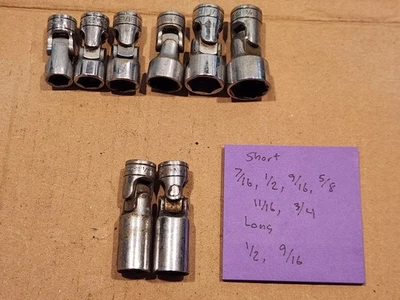 8 Snap-On Tools Swivel Socket Set 3/8”  6 Point 7/16 to 3/4 - Image 1 of 4