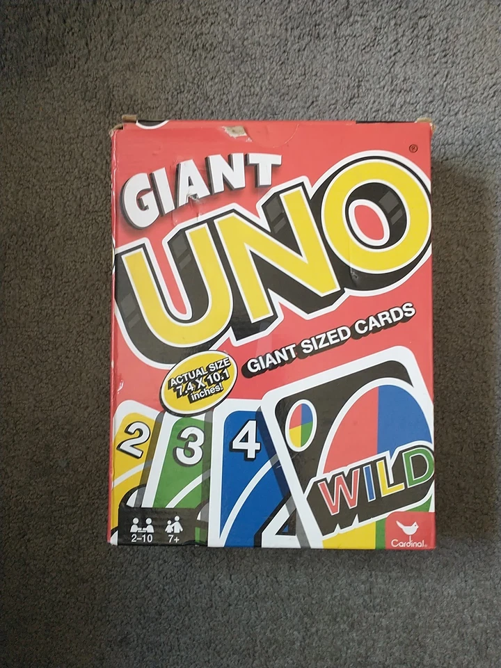 Giant Uno Playing Cards. 7.4 X 10.1. Made By Cardinal/Mattel.  - Image 1 of 4