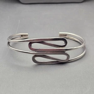 VTG 925 Sterling Silver Cuff Bracelet 7" Abstract Swirl Mexico 18.46g Openwork - Picture 1 of 8
