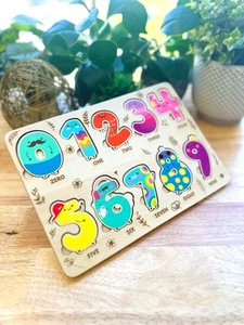 Wooden Number Puzzle For Kids-Montessori Toy, Bright & Engaging Educational Gift - Picture 1 of 9