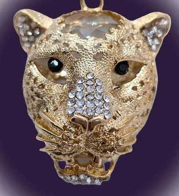 * Escandaloso * Oro y Cristal * Pantera * Mandíbula Móvil * Collar Betsey Johnson Foto 1 de 4