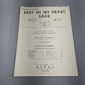 Deep in My Heart Dear By Donnelly & Renaud 1958 Sheet Music French & English - Picture 1 of 7