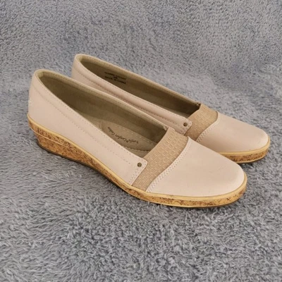 Женские бежевые удобные туфли без застежек на танкетке Grasshoppers размер 8 М - Изображение 1 из 4