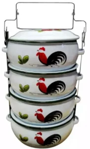 Thai Traditional Enamelware Penquin Brand Lampang Chicken Food Container X10 pcs - Picture 1 of 12