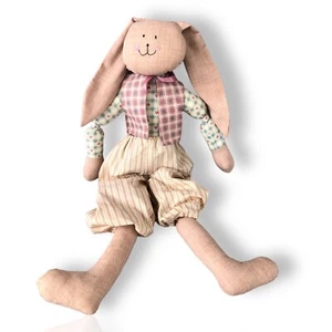 24" Bunny Rabbit Rag Doll Spring Hare, Country Primitive Folk Art Homemade Craft - Picture 1 of 4
