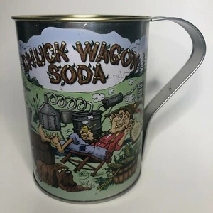 Taza grande Chuck Wagon lata de refresco metal novedad 5 1/4” de alto X 4” de ancho - Imagen 1 de 7