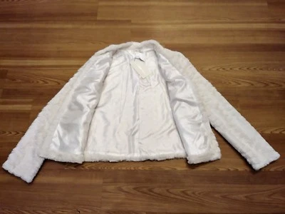 CHAQUETA DE PIEL SINTÉTICA para mujer talla grande doble cero sobre beige abrigo chaqueta nueva con etiquetas Foto 1 de 4