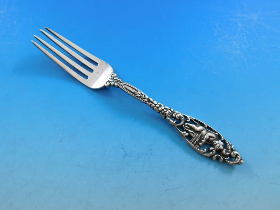 Labors of Cupid by Dominick and Haff Sterling Silver Junior Fork Old 6 1/4" - Image 1 of 4