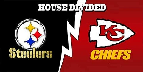 Kansas City Chiefs vs Pittsburgh Steelers House Divided Football Flag 3x5 NFL Cover