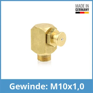 DIN 3404 M4 (Ø10mm) M10 x 1,0 90° Winkel-Flachschmiernippel Messing - Picture 1 of 1