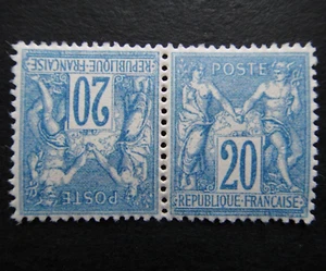 France 1876 Stamps MNH Pair Sage Type I Unissued 20c Blue - Picture 1 of 2