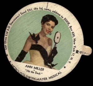 1954 Dixie Cup Lids (Bowman) Movie Stars Ann Miller - Picture 1 of 2