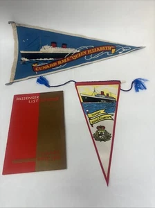 Cunard RMS Queen Elizabeth Ozeandampfer Schiff Wimpel Flagge Passagierliste 3 Stück - Bild 1 von 5